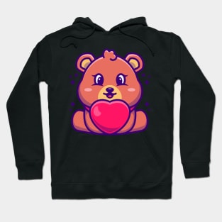 Cute baby bear cartoon with love Hoodie